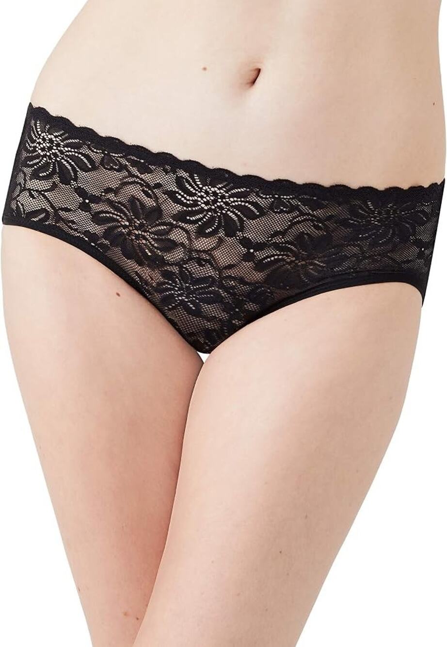 NWT Wacoal Women's XL Black Soft Sense Lace Hipster Discontinued $22 Retail